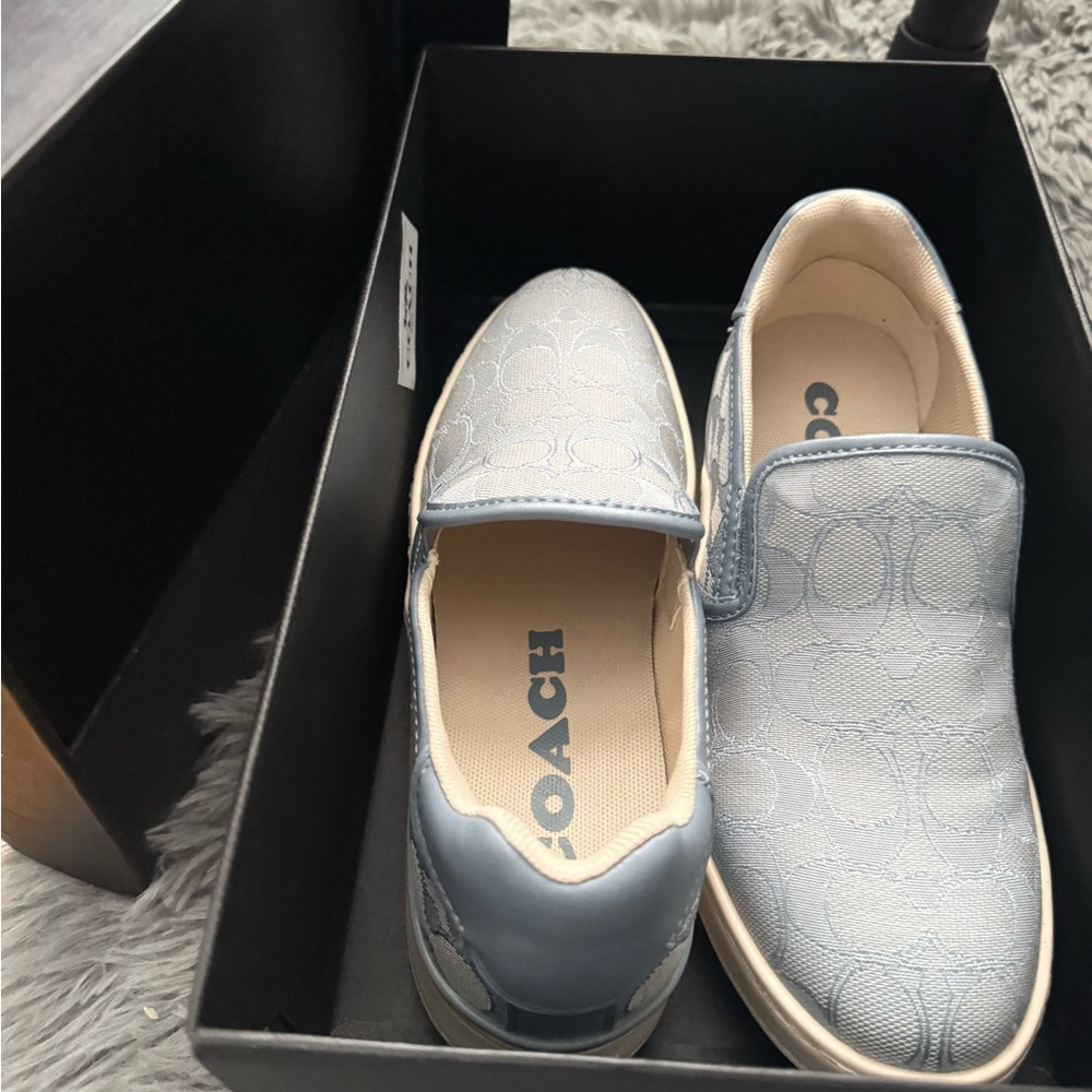 Pre-loved Coach Light Blue Slip-On Sneakers
